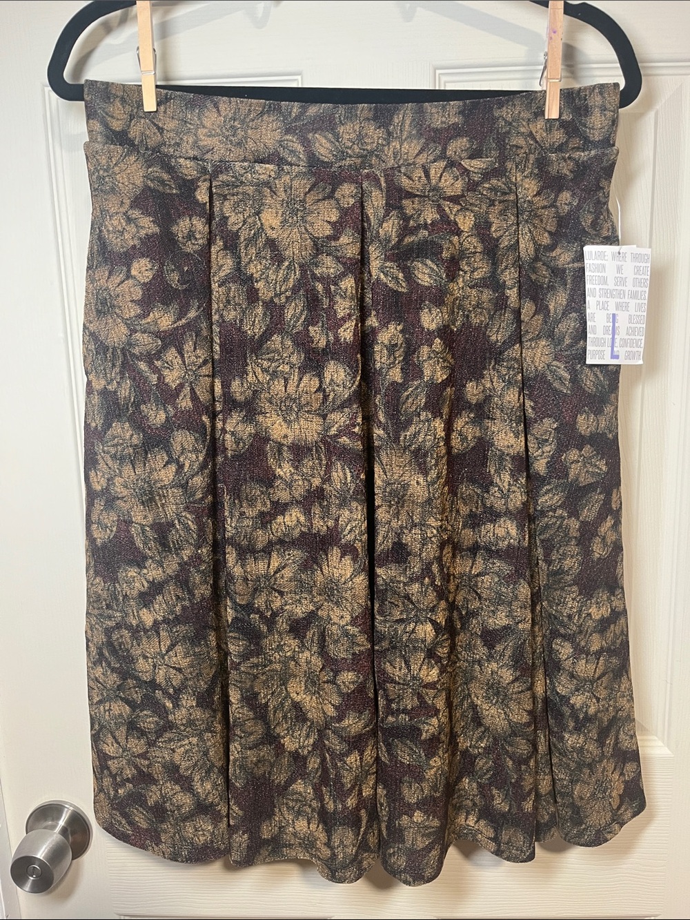 LuLaRoe Brown and Black Floral A-Line Skirt